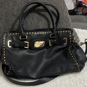 Michael Kors Black Hamilton Leather tote with Gold Accents